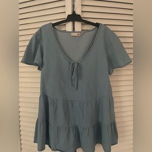 “Denim” flowy blouse